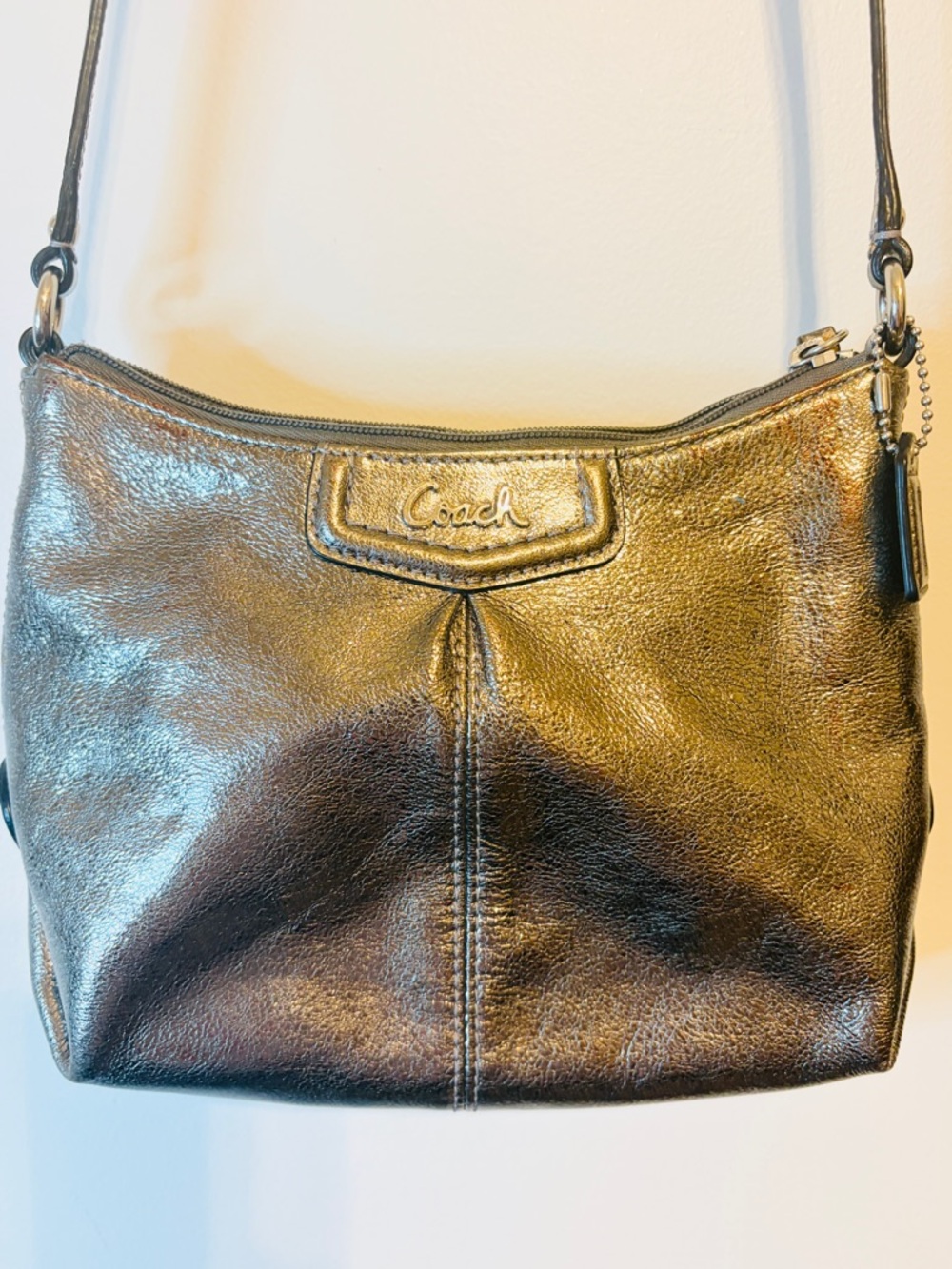 Coach Metallic Bronze Leather Crossbody Bag - Picture 2 of 9